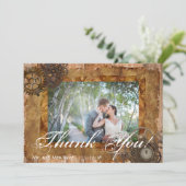 Bruiloft Steampunk Victoriaans Fotosjabloon Bedankkaart (Staand voorkant)