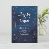 Bruiloft Sterren Teken Constellatie Marine Goud Kaart (Staand voorkant)