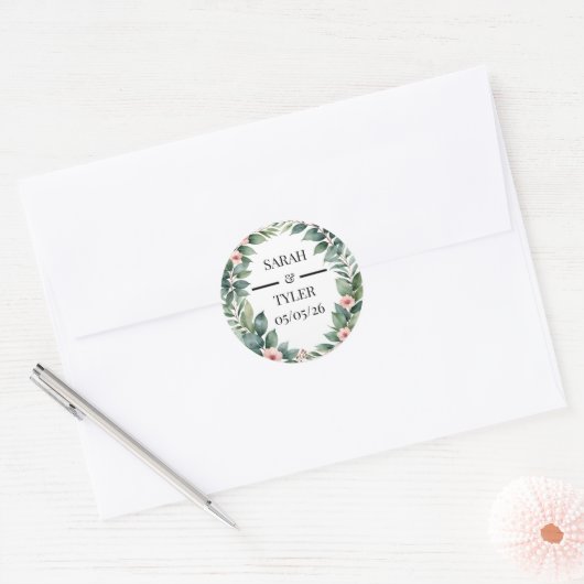 BRUILOFT STICKER EUCALYPTUS KRANS (Envelop)