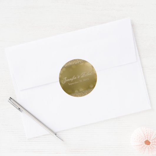 Bruiloft Sticker Goud (Envelop)