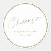 Bruiloft Sticker - Proost! Witte & gouden beletter (Voorkant)