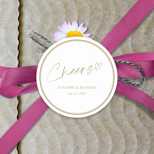 Bruiloft Sticker - Proost! Witte & gouden beletter