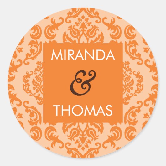 BRUILOFT STICKER / SEAL :: damast kleuren 8A (Voorkant)