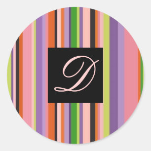 Bruiloft Sticker Vet Kleurrijke Strepen Letter D