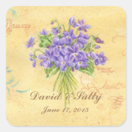 Bruiloft Stickers Custom Violets Boeket