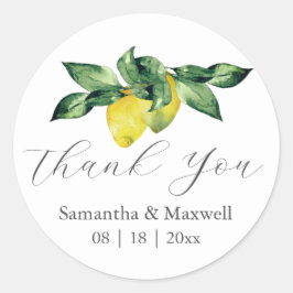 Bruiloft Stickers Dank u Waterverf citroenen