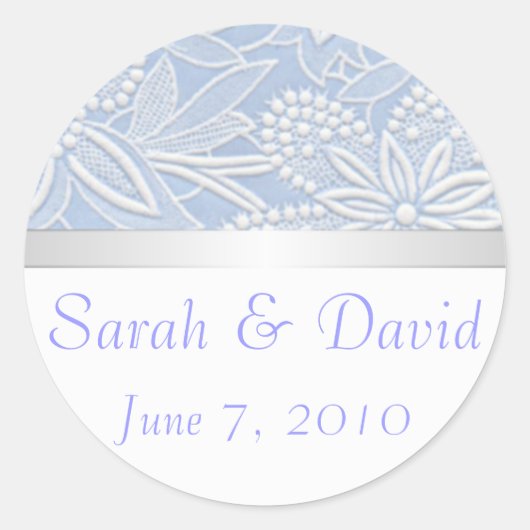 Bruiloft stickers lichtblauwe bloemen (Voorkant)
