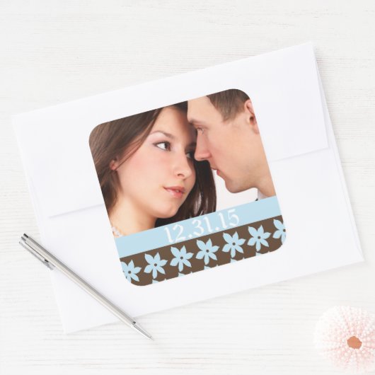 Bruiloft Stickers met uw foto (Envelop)