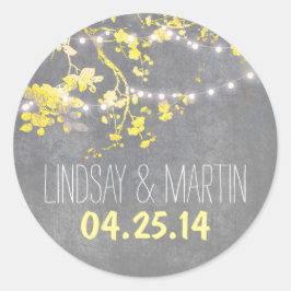 Bruiloft stickers zegel met string lichten