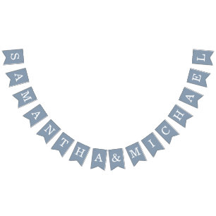 Bruiloft Stoffige Blauwe Bruid & bruidegom Namen E Vlaggetjes