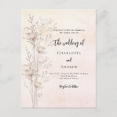 Bruiloft stoffige crème wilde bloem uitnodiging briefkaart (Voorkant)