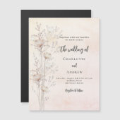 Bruiloft stoffige crème wildflower luxe magnetische uitnodiging (Voorkant / Achterkant)