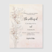 Bruiloft stoffige crème wildflower luxe magnetische uitnodiging (Voorkant)