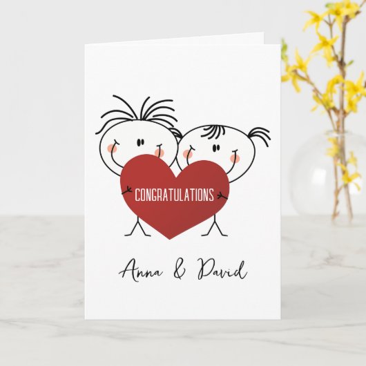 Bruiloft stok figuur paar met hart kaart (Gele Bloem)