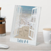 Bruiloft strand harten in een raam reclamebord met voetstuk (Insitu)