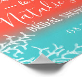 Bruiloft Strand Koraalrif Zeester Bruidsboeket Ver Poster (Hoek)