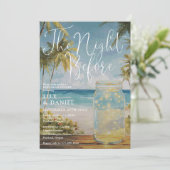 Bruiloft Strand Palm Boom Metselwerk Pot Proefavon Kaart (Staand voorkant)