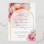 Bruiloft | Stunning Bright Bold Crimson Peony Folie Uitnodiging (Voorkant)