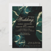 Bruiloft | Stunning Emerald Alcohol Ink Invitation Kaart (Voorkant)