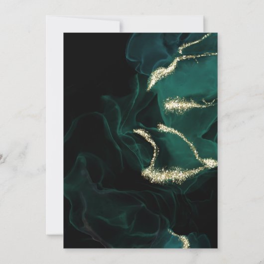 Bruiloft | Stunning Emerald Alcohol Ink Invitation Kaart (Achterkant)