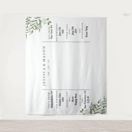 Bruiloft Succulente Eucalyptus Bladeren Fotohokje  Wandkleed (Voorkant)