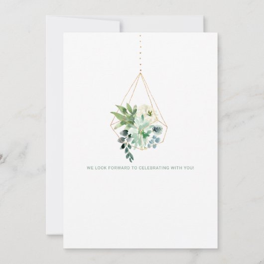 Bruiloft Succulenten Aquarel Groene Bladeren Stof Save The Date (Achterkant)