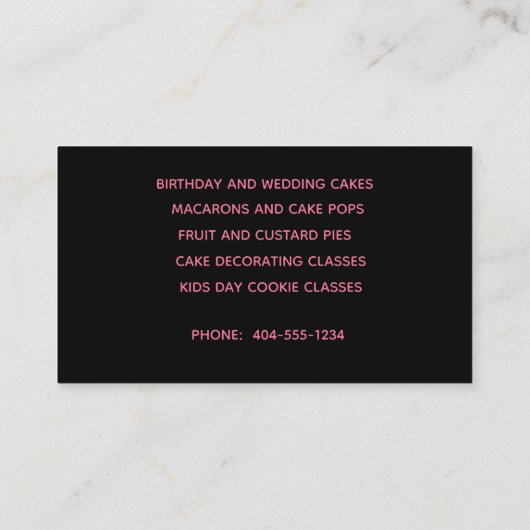 Bruiloft taart bakkerij visitekaartje (Achterkant)