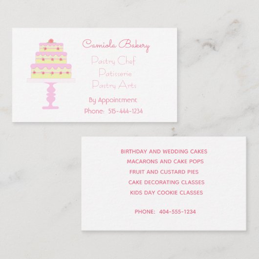Bruiloft taart bakkerij visitekaartje (Voorkant / Achterkant)