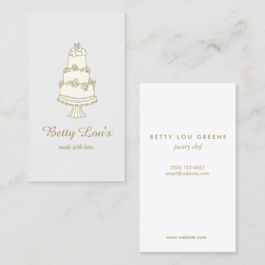 Bruiloft Taart Decorator Patisserie Bakkerij Visitekaartje (Voorkant / Achterkant)