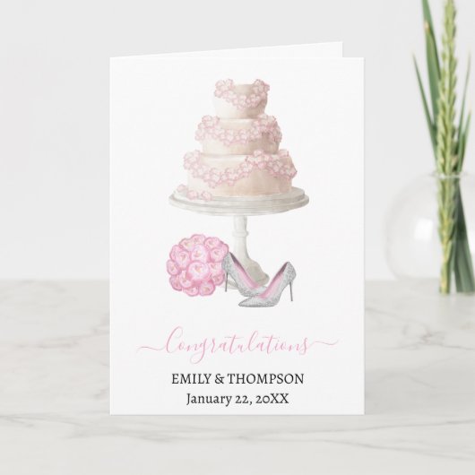 Bruiloft taart gefeliciteerd kaart (Voorkant)