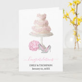 Bruiloft taart gefeliciteerd kaart (Gele Bloem)