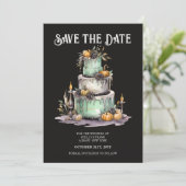 Bruiloft Taart Mint Halloween Save the Date Kaart (Staand voorkant)