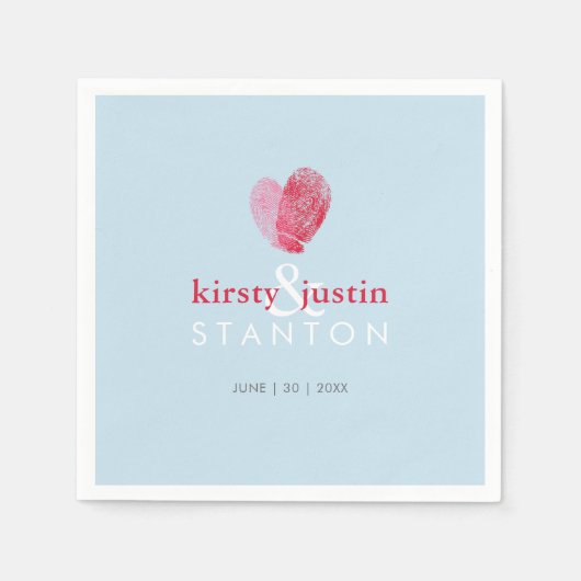 BRUILOFT TAFEL DECOR leuke vingerafdruk hart liefd Servet (Voorkant)