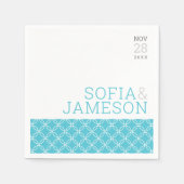 BRUILOFT TAFEL eenvoudig modern type turquoise bla Servet (Voorkant)