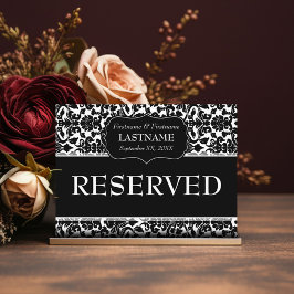 Bruiloft Tafel GERESERVEERD Teken Damast Patroon Briefkaart