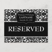 Bruiloft Tafel GERESERVEERD Teken Damast Patroon Briefkaart (Voorkant)