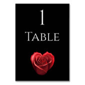 Bruiloft tafel nummer-hart vormige rode roos- kaart (Achterkant)
