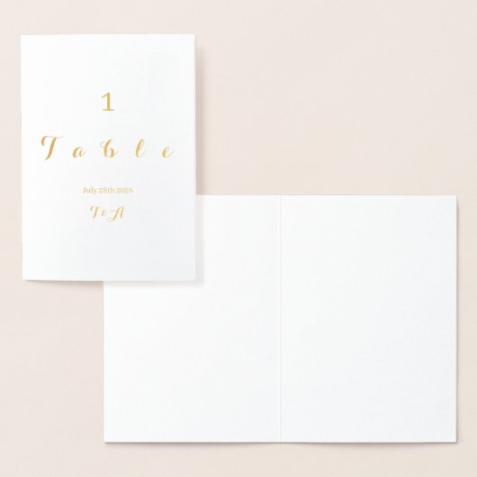 Bruiloft Tafel Nummer Kaart Echt Goud Folie (Display)