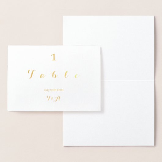 Bruiloft Tafel Nummer Kaart Minimaal Echt Goud Fol (Display)