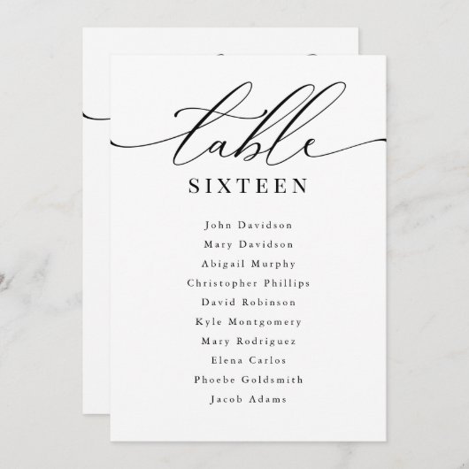Bruiloft Tafel Nummers Zittafel Grafiek Modern Ele Kaart (Voorkant / Achterkant)