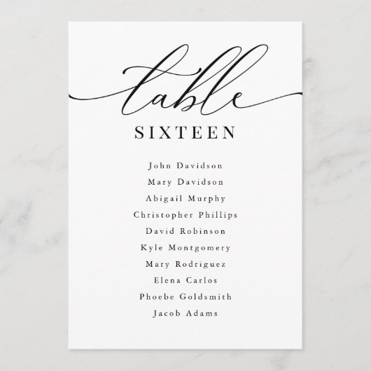 Bruiloft Tafel Nummers Zittafel Grafiek Modern Ele Kaart (Voorkant)