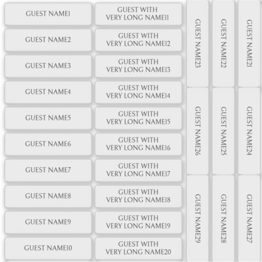 Bruiloft Tafel Plaats Kaart 29x Gast Naam Labels (Voorkant)