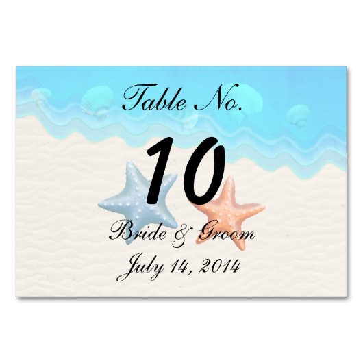 Bruiloft Tafelkaart Strand Schelpen Kaart (Achterkant)