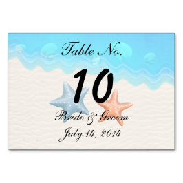 Bruiloft Tafelkaart Strand Schelpen Kaart