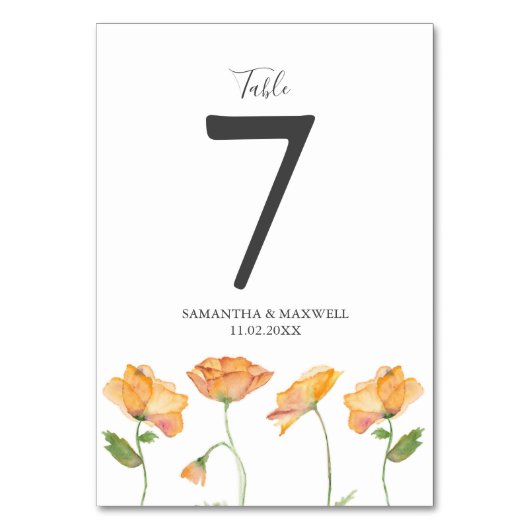 Bruiloft Tafelnummer Botanische Sinaasappel Bloeme (Achterkant)