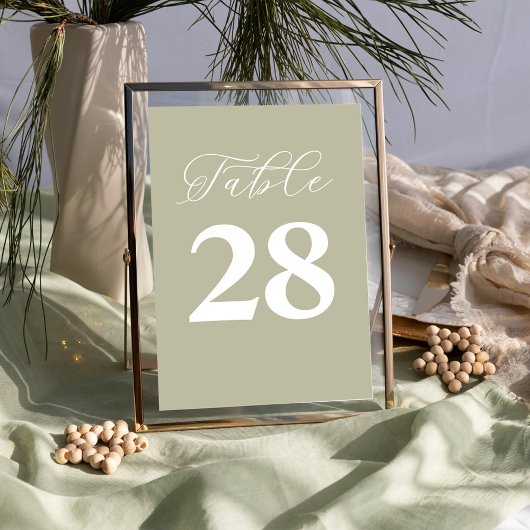 Bruiloft Tafelnummer Eenvoudige Sage Groen