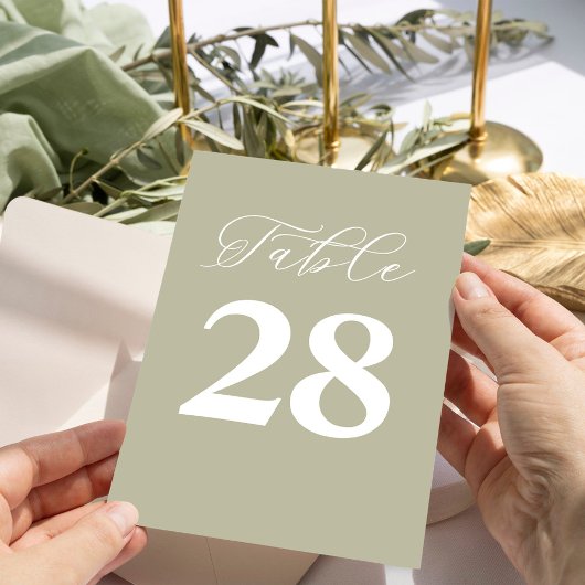 Bruiloft Tafelnummer Eenvoudige Sage Groen