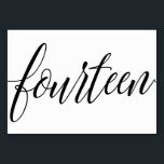 Bruiloft Tafelnummers - Luxe Typografie - Zwart 14<br><div class="desc">Luxe kalligrafie tafel nummer 14 (zwart): Deze elegante kalligrafie tafel nummerkaart is ingesteld in rijk zwart, maar u kunt het veranderen in elke kleur die u wilt alleen door het veranderen van uw achtergrond kleur!. **HOE DE ONTWERPKLEUR TE WIJZIGEN (Het woord "RSVP")** 1) Klik op de Button "Personaliseren". 2) Klik...</div>