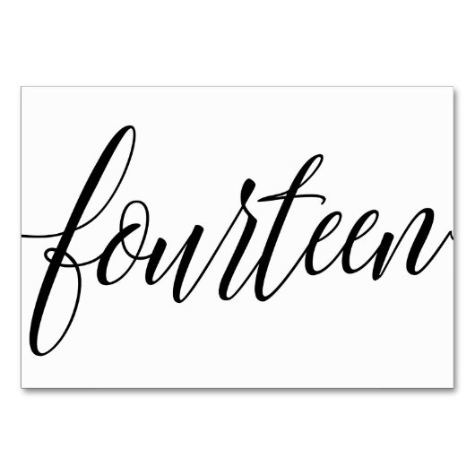 Bruiloft Tafelnummers - Luxe Typografie - Zwart 14 (Voorkant)