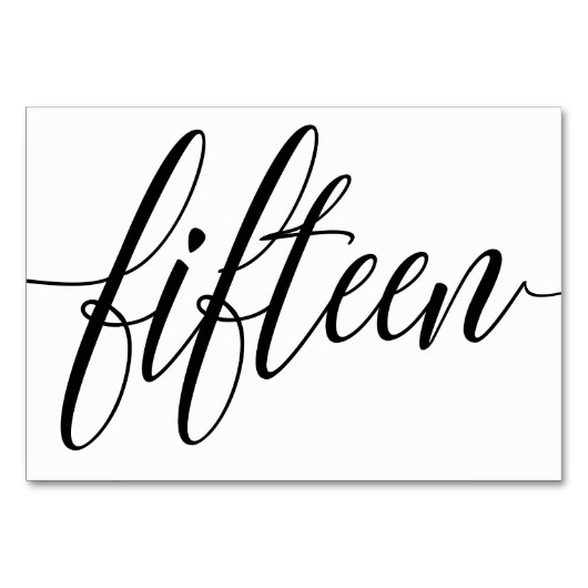 Bruiloft Tafelnummers - Luxe Typografie - Zwart 15 (Voorkant)